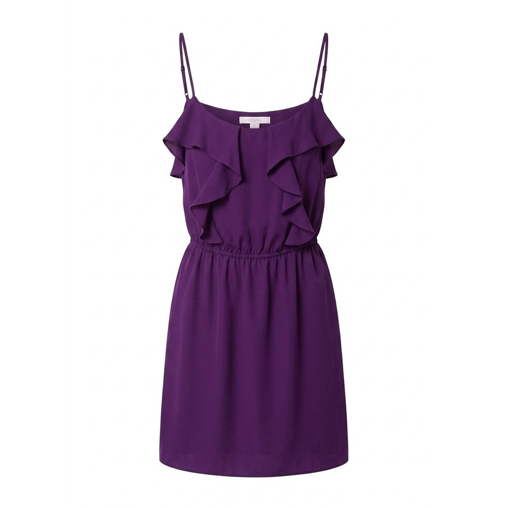 BCBGeneration Purple Whimsigoth Ruffle Mini Dress Spag‎ Strp Elastic Waist S   S